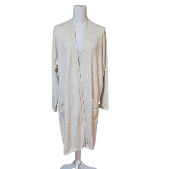 Pure Jill Long Cardigan Sweater Women Medium Cream Lagenlook Cottagecore Preppy - Picture 1 of 11